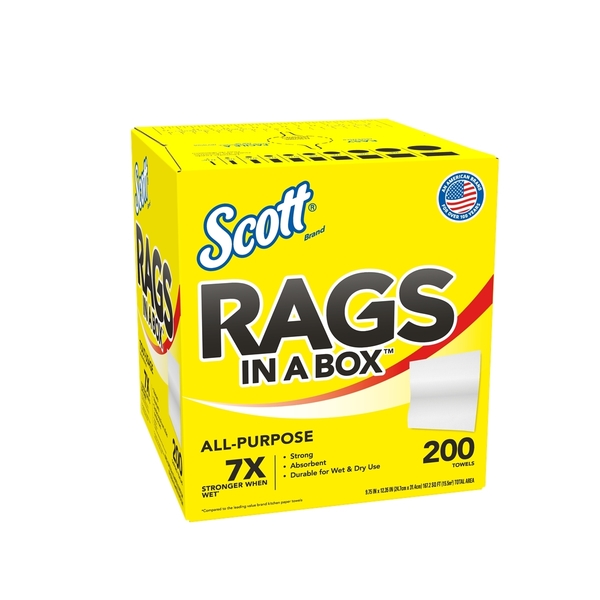 Kimberly-Clark Rags In A Box™ (75260), White, 200 Shop Towels/Box, 8 Boxes/Case, 1,600 Towels/Case 75260
